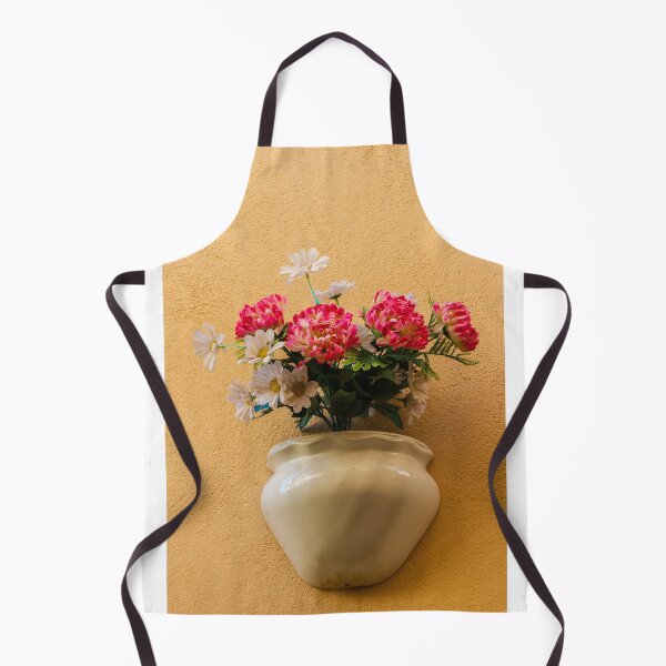 Item preview, Pink Chrysanthemum And White Daisy Arrangement In Ceramic Wall Vase On Textured Peach Wall designed and sold by Nmallia.