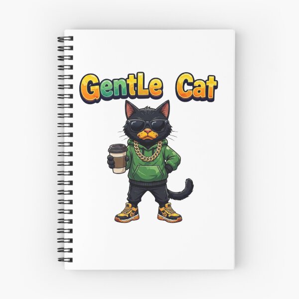 Item preview, Gentle Cat – Cool Black Cat with Sunglasses, Green Hoodie & Coffee designed and sold by KIWI200ART.