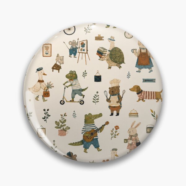 Item preview, Whimsical Storybook Animals Pattern Cute Woodland Character Art designed and sold by QCena.