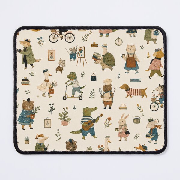 Item preview, Whimsical Storybook Animals Pattern Cute Woodland Character Art designed and sold by QCena.