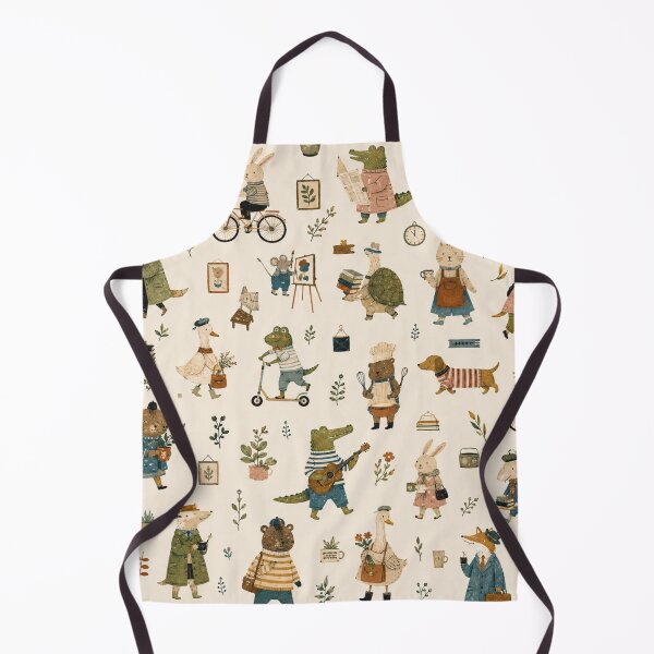 Item preview, Whimsical Storybook Animals Pattern Cute Woodland Character Art designed and sold by QCena.