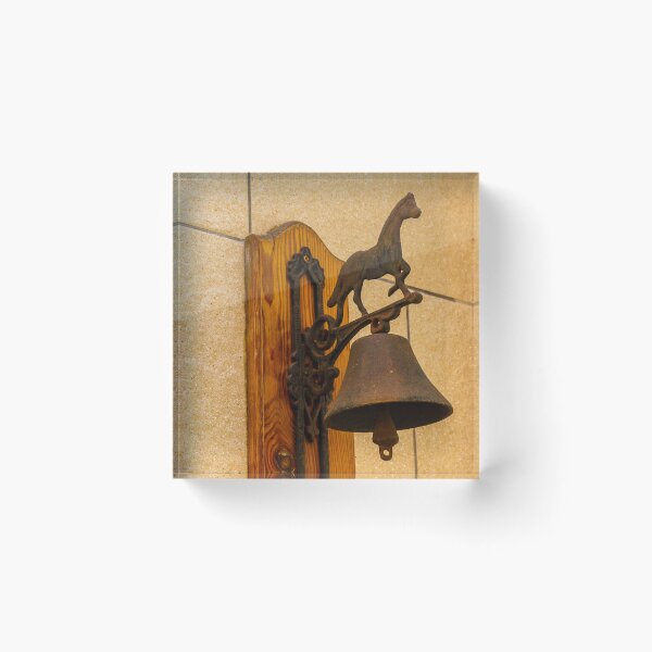 Item preview, Vintage Cast Iron Horse Bell Mounted on Wooden Plaque Rustic Doorbell for Farmhouse Entrance designed and sold by Nmallia.