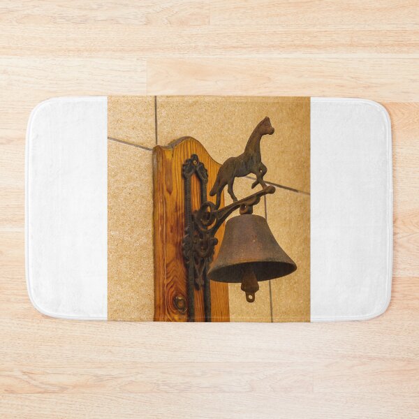 Item preview, Vintage Cast Iron Horse Bell Mounted on Wooden Plaque Rustic Doorbell for Farmhouse Entrance designed and sold by Nmallia.