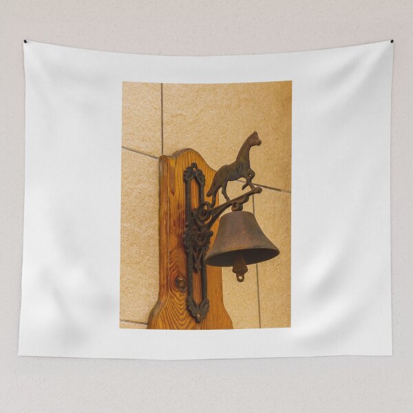 Item preview, Vintage Cast Iron Horse Bell Mounted on Wooden Plaque Rustic Doorbell for Farmhouse Entrance designed and sold by Nmallia.