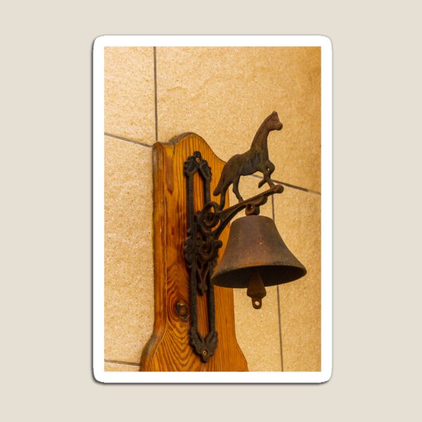 Item preview, Vintage Cast Iron Horse Bell Mounted on Wooden Plaque Rustic Doorbell for Farmhouse Entrance designed and sold by Nmallia.
