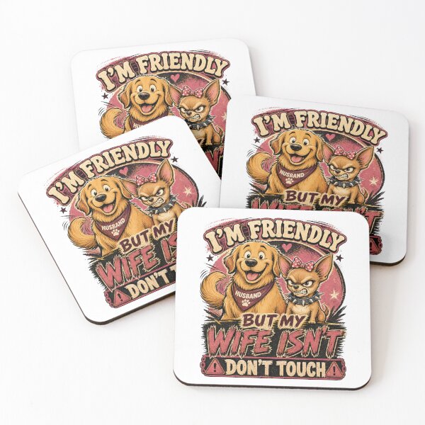 Item preview, I'm Friendly But My Wife Isn't | Funny Dog Husband T-Shirt designed and sold by BumbleBloom7.