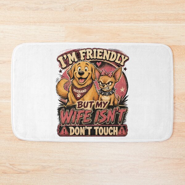 Item preview, I'm Friendly But My Wife Isn't | Funny Dog Husband T-Shirt designed and sold by BumbleBloom7.