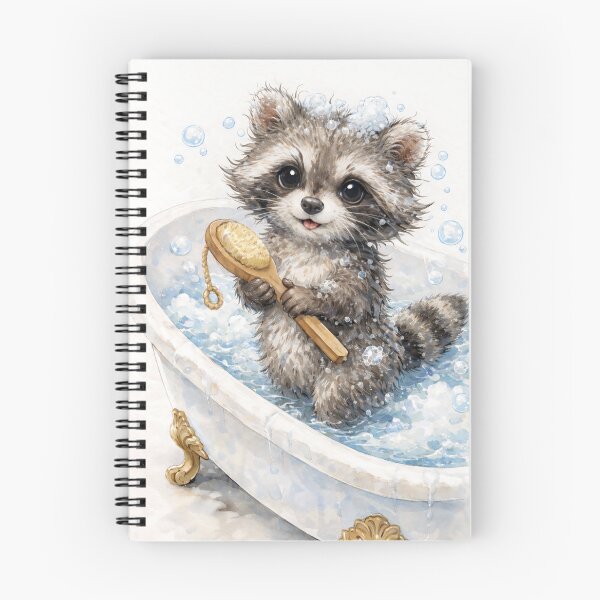 Item preview, Baby Raccoon in Bubble Bath designed and sold by Haleema Rauf.