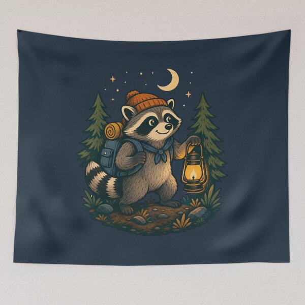 Item preview, "Adventure Awaits" Cute Camping Raccoon Illustration designed and sold by The boys.
