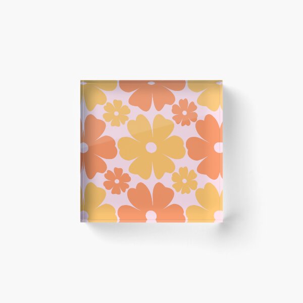 Item preview, Retro Daisy Flowers 70s Yellow & Orange designed and sold by AOCollections.