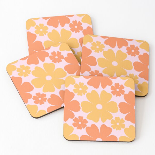 Item preview, Retro Daisy Flowers 70s Yellow & Orange designed and sold by AOCollections.