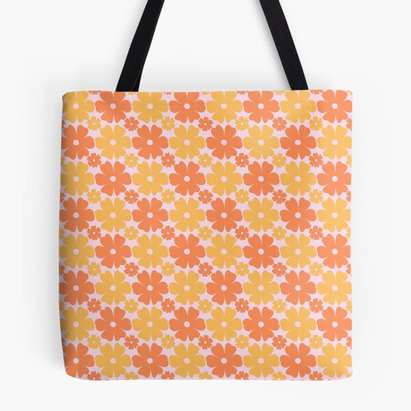 Item preview, Retro Daisy Flowers 70s Yellow & Orange designed and sold by AOCollections.