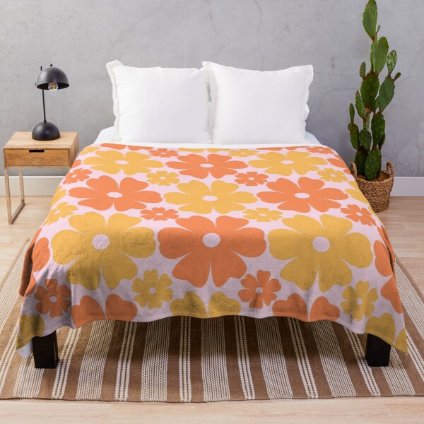 Item preview, Retro Daisy Flowers 70s Yellow & Orange designed and sold by AOCollections.