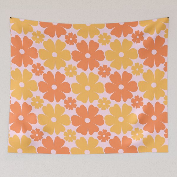 Item preview, Retro Daisy Flowers 70s Yellow & Orange designed and sold by AOCollections.