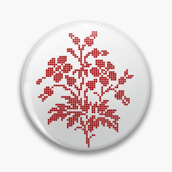 Item preview, Red Retro Pixel Art Cross Stitch Floral Bouquet  designed and sold by soupmakes.