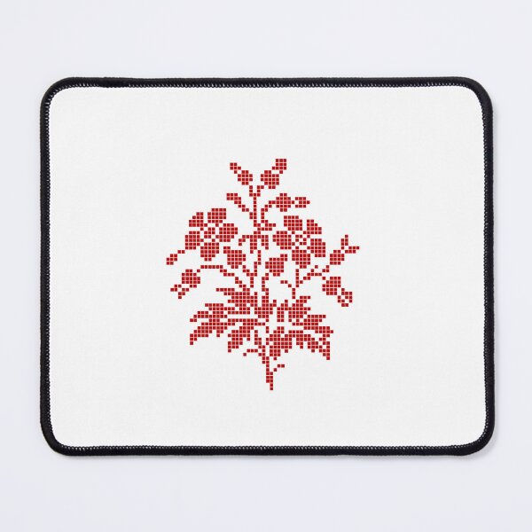 Item preview, Red Retro Pixel Art Cross Stitch Floral Bouquet designed and sold by soupmakes.