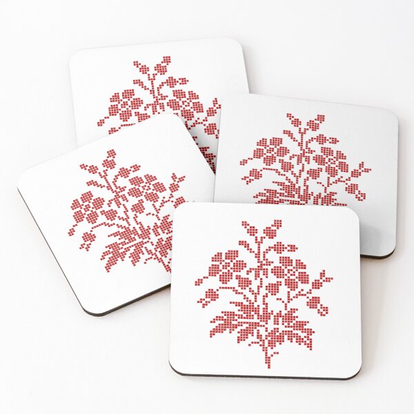 Item preview, Red Retro Pixel Art Cross Stitch Floral Bouquet  designed and sold by soupmakes.