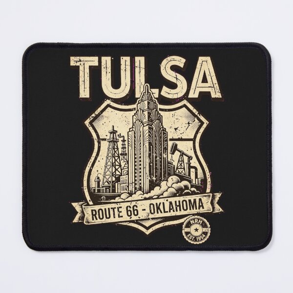 Item preview, Tulsa Oklahoma Route 66 Art Deco Badge designed and sold by Normandy Road Heritage™ - Vintage Garage Art.