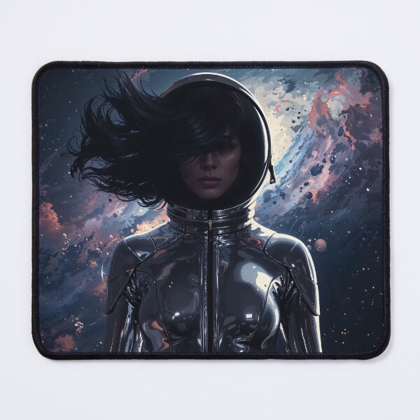 Item preview, a woman in a spacesuit surrounded by colorful cosmic energy and stars designed and sold by ArcaneVisionArt.
