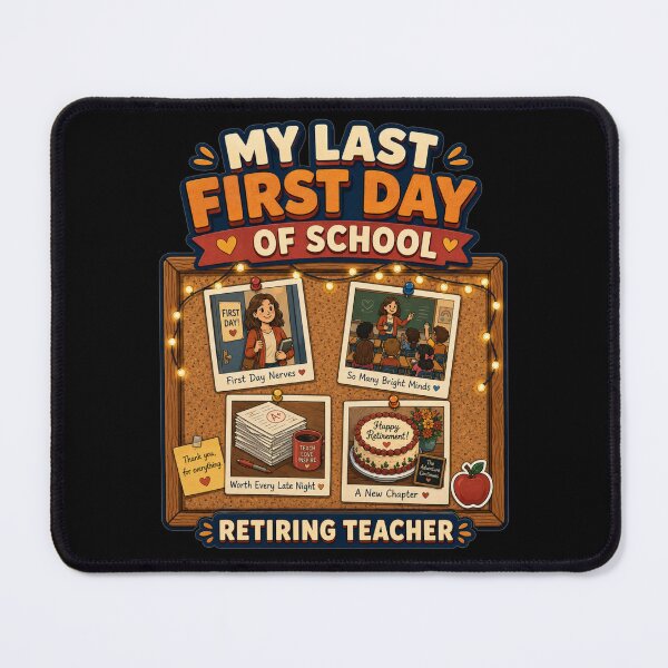 Item preview, My Last First Day of School Retiring Teacher Memory Board Cartoon Art Teacher Retirement Gift for Teachers designed and sold by Nightarel.