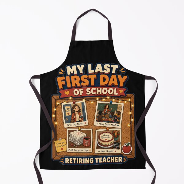 Item preview, My Last First Day of School Retiring Teacher Memory Board Cartoon Art Teacher Retirement Gift for Teachers designed and sold by Nightarel.