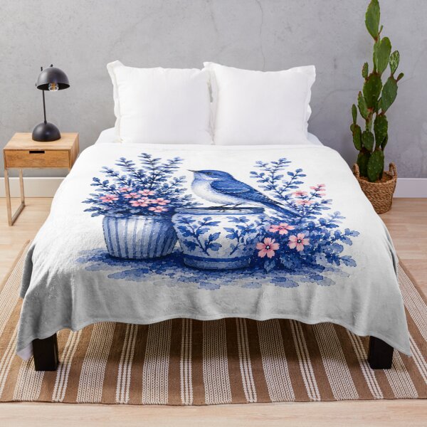 Item preview, Vintage Blue Songbird Garden designed and sold by fnsdjfnsidjdns.