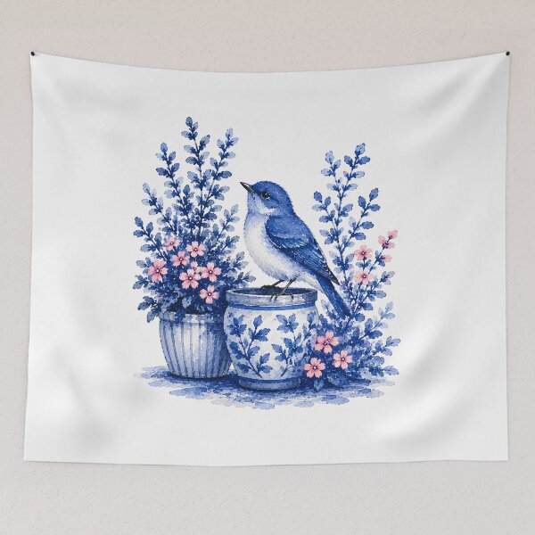 Item preview, Vintage Blue Songbird Garden designed and sold by fnsdjfnsidjdns.
