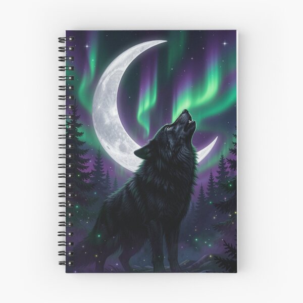 Item preview, Wolf Under the Aurora | Gothic Northern Lights Fantasy designed and sold by JanjjaSoulInk.