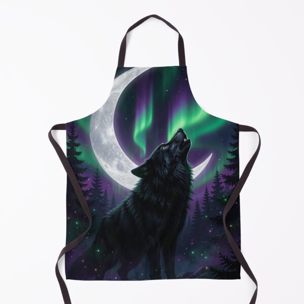 Item preview, Wolf Under the Aurora | Gothic Northern Lights Fantasy designed and sold by JanjjaSoulInk.