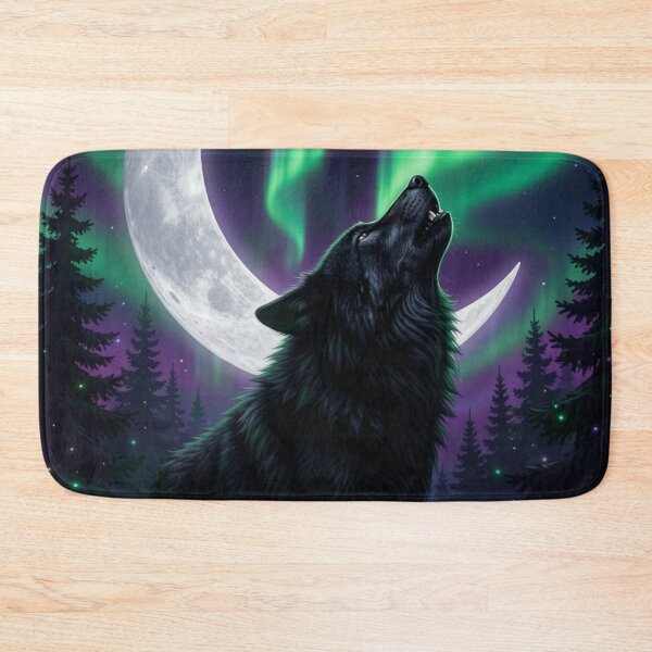Item preview, Wolf Under the Aurora | Gothic Northern Lights Fantasy designed and sold by JanjjaSoulInk.