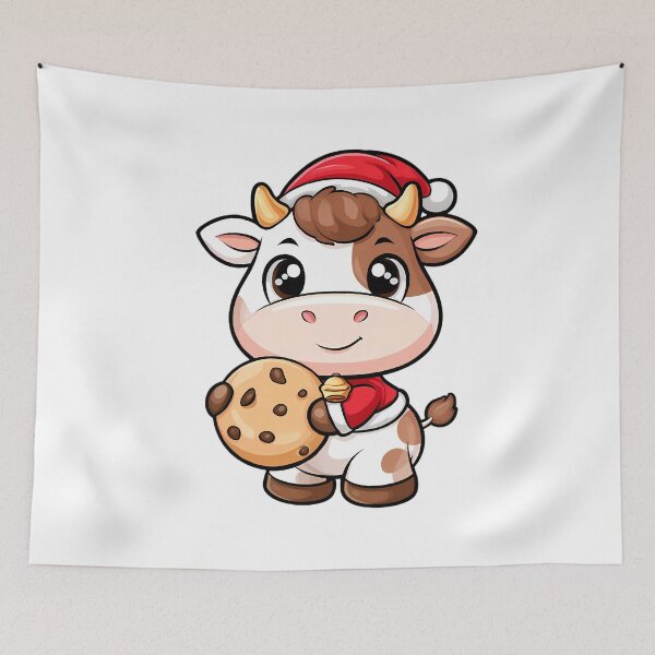 Item preview, Fluffy Christmas Cow Mascot designed and sold by Retro Whimsy.