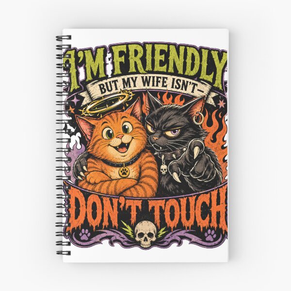 Item preview, I'm Friendly But My Wife Isn't | Funny Cat Husband & Spicy Goth Wife T-Shirt designed and sold by BumbleBloom7.