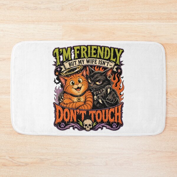 Item preview, I'm Friendly But My Wife Isn't | Funny Cat Husband & Spicy Goth Wife T-Shirt designed and sold by BumbleBloom7.