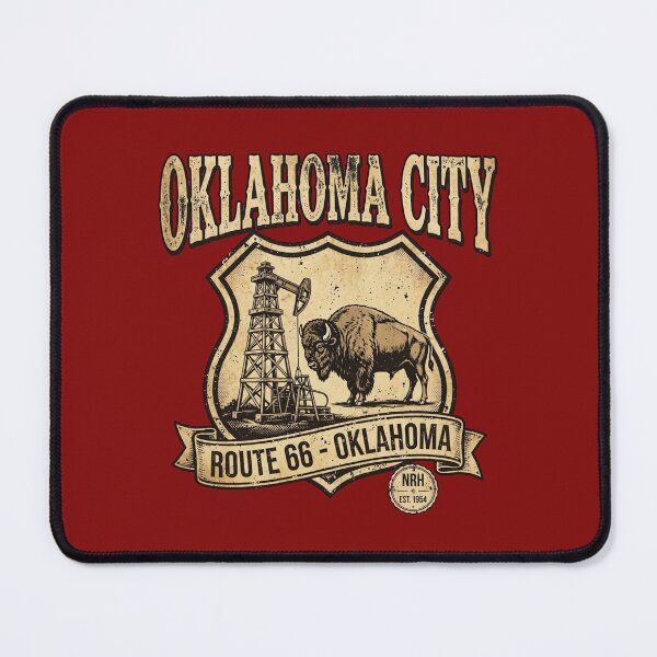Item preview, Oklahoma City Route 66 Bison Oil Badge designed and sold by Normandy Road Heritage™ - Vintage Garage Art.