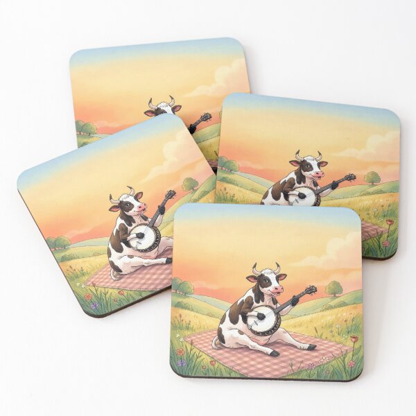 Item preview, Cow Playing a Banjo in a Pasture designed and sold by Maria Dryfhout.
