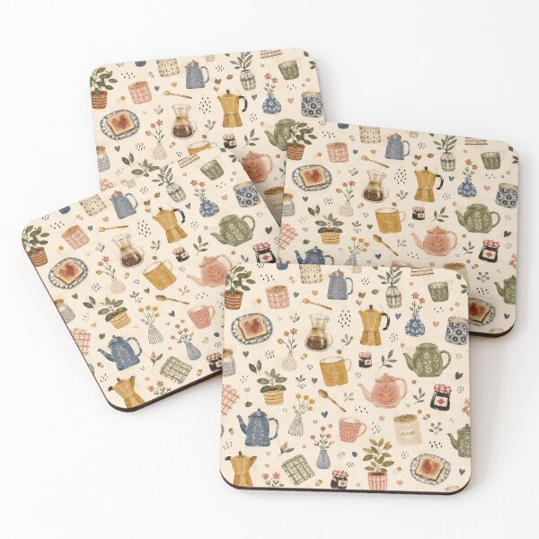 Item preview, Cozy Coffee & Tea Time Pattern Kitchen Cafecore Aesthetic designed and sold by QCena.