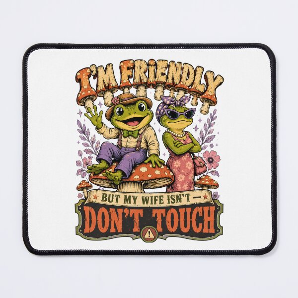 Item preview, I'm Friendly But My Wife Isn't | Funny Cottagecore Frog Husband T-Shirt designed and sold by BumbleBloom7.
