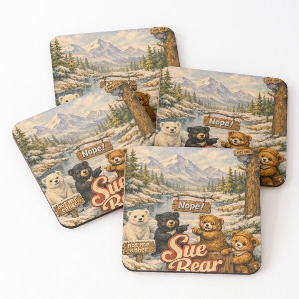 Item preview, cute winter bears, playful characters, snowy mountain landscape, charm, designed and sold by hardingcarl2.