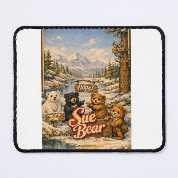 Item preview, cute winter bears, playful characters, snowy mountain landscape, charm, designed and sold by hardingcarl2.