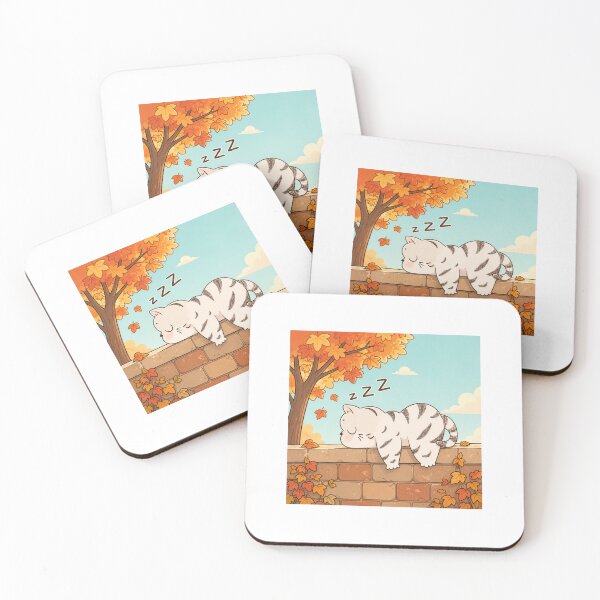 Item preview, Sleeping cat in autumn designed and sold by Kitty-and-Cat.