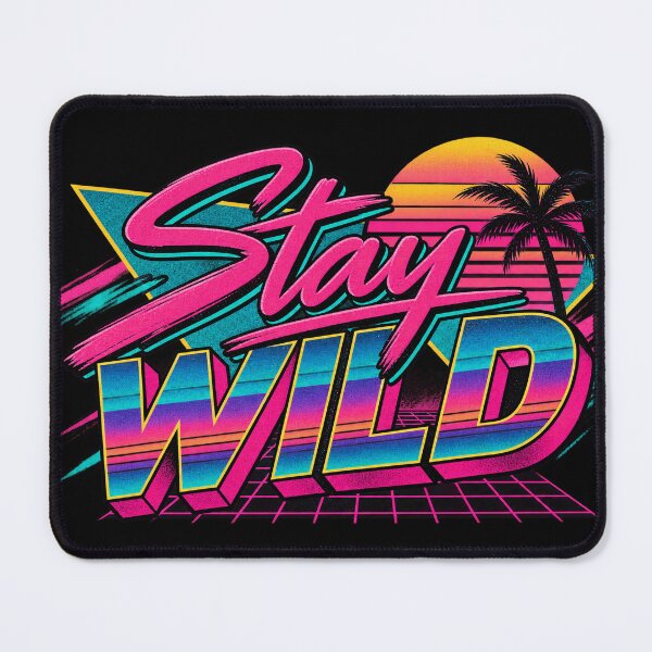 Item preview, Stay Wild 80s Retro Neon Vaporwave Palm Tree Sunset Graphic Tee designed and sold by TM DESIGNS AND MORE.