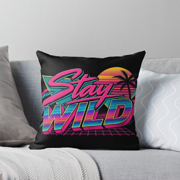 Item preview, Stay Wild 80s Retro Neon Vaporwave Palm Tree Sunset Graphic Tee designed and sold by TM DESIGNS AND MORE.