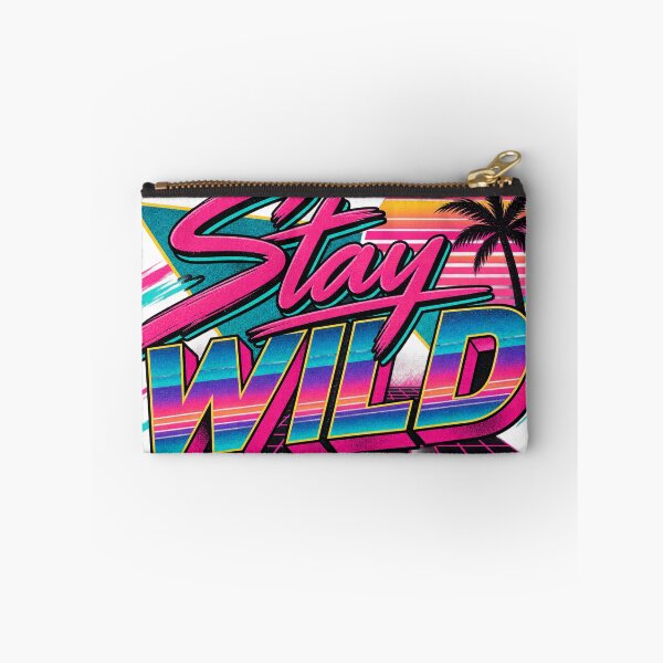 Item preview, Stay Wild 80s Retro Neon Vaporwave Palm Tree Sunset Graphic Tee designed and sold by TM DESIGNS AND MORE.