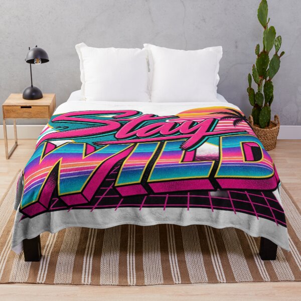 Item preview, Stay Wild 80s Retro Neon Vaporwave Palm Tree Sunset Graphic Tee designed and sold by TM DESIGNS AND MORE.
