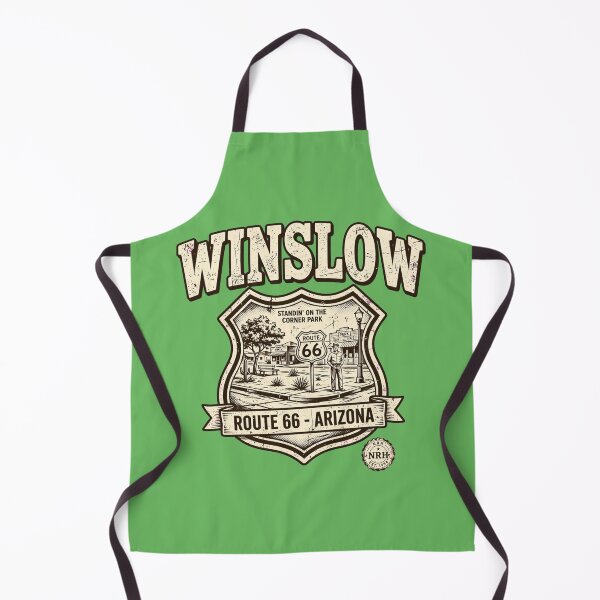 Item preview, Winslow Arizona Route 66 Standing On Corner Badge designed and sold by Normandy Road Heritage™ - Vintage Garage Art.