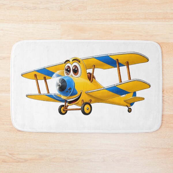 Item preview, Biplane Yellow Blue Cartoon designed and sold by Scott Hayes.