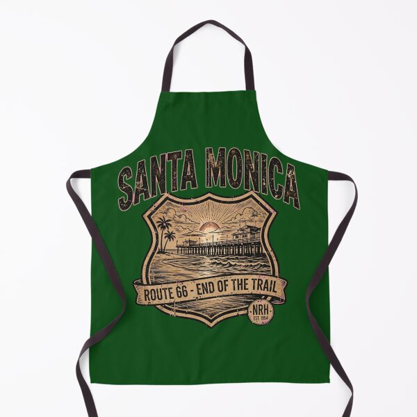 Item preview, Santa Monica Route 66 End of Trail Badge designed and sold by Normandy Road Heritage™ - Vintage Garage Art.