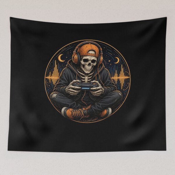 Item preview, Late-Night Skeleton Gamer designed and sold by FreshPixelArt.