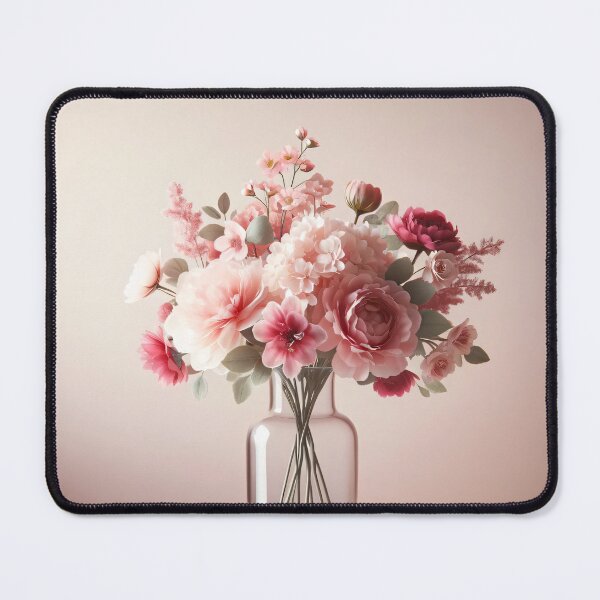 Item preview, Copy of Pink Flower Bouquet in Glass Vase, Romantic Pastel Floral Still Life designed and sold by NarjaShop.