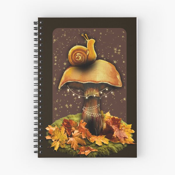 Item preview, Whimsical Autumn Mushroom & Snail with Fairy Lights designed and sold by ArtistsAtticWI.